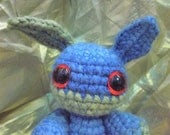 Blue and Green amigurumi crochet plush bunny