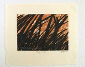 Landscape linocut collograph monoprint original OOAK