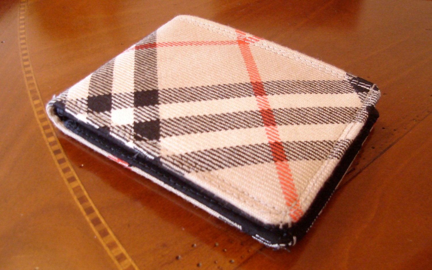 Men's Tartan plaid wallet -10 pocket wallet - diagonal stripes billfold -  merino wool billfold