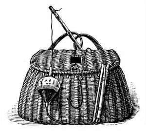 Vintage Fishing Basket Cross Stitch Pattern PDF