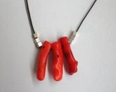 Minimal Red Coral Boho Chic Minimal Necklace - Limited Edition - Spring Fashion 2013
