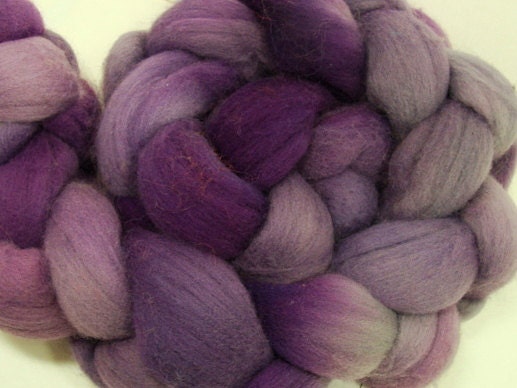SALE Hand Dyed Merino Top in Mother of Purple Semi Solid