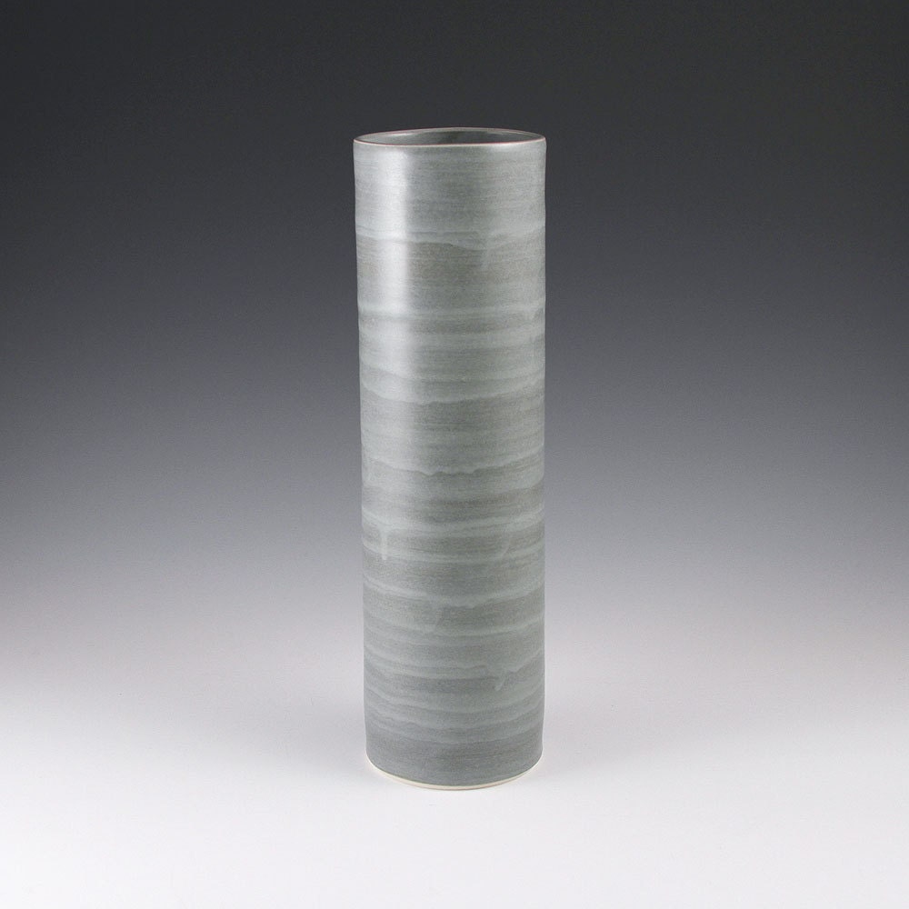 Tall Cylinder Vase in Steel Grey No. 6 - Large Porcelain Vase