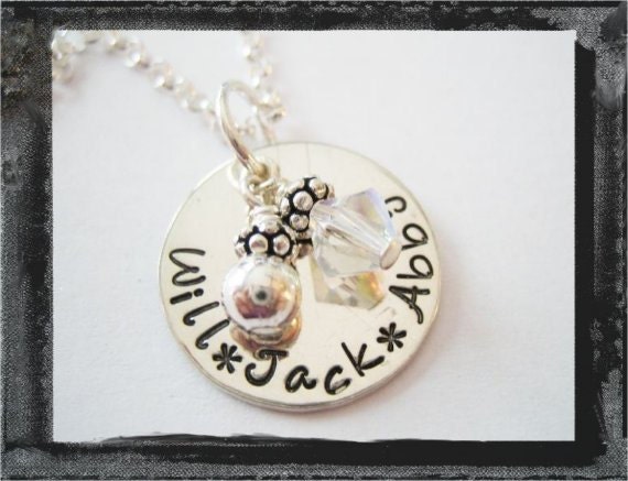 Personalized Necklace - Hand Stamped Jewelry - Sterling Silver Charm Necklace