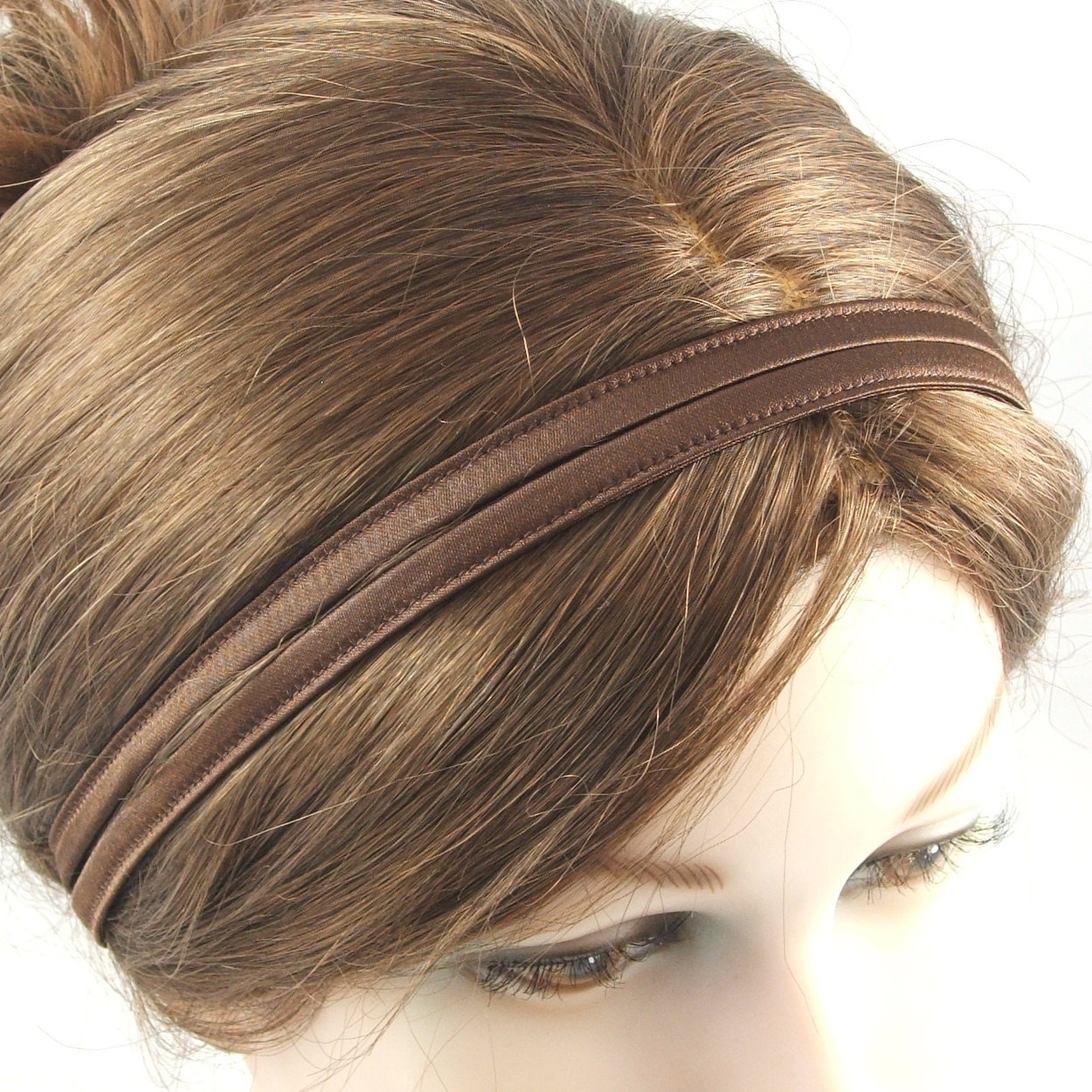 Chocolate Brown 'Silky Satin' double hairband by loobyloucrafts