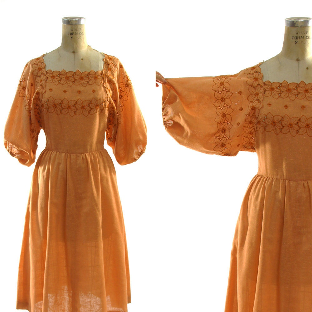 70s Festival Dress / Angel Sleeve / Prairie / Renaissance / Peasant