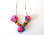 wooden necklace with pompons