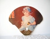 Advertising Cardboard Fan - Vintage Grocery - Girl Photo - 10 Commandments