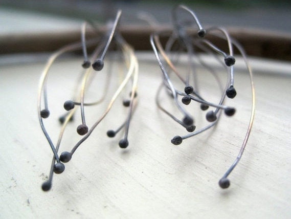 Midnight Earrings -sterling silver earrings, unique contemporary jewelry, black and white, oxidized, maryandjane