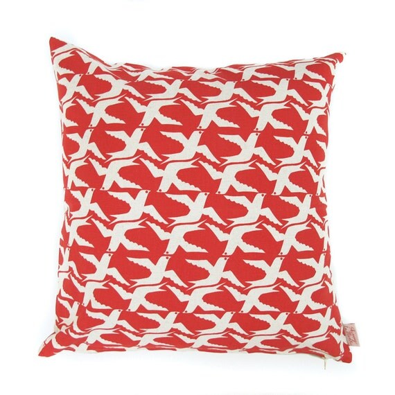 Cushion cover - Cloudbirds, in cardinal