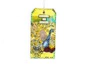 Peacock Bookmark, Luggage tag inspirational art quote wine tag, card tag, gift tag, wedding place card yellow Celebrate the Everyday