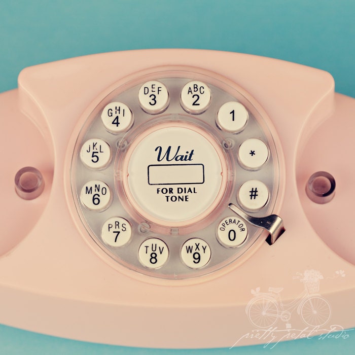 Still Life Photography, Pale Pink Vintage Telephone, Girlie, Call Me, Numbers, Wait, Dial, Talk, Gossip, Pop Art, Square 5x5 Print