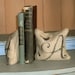 Bird Monogram - Petit Burlap Feed Sack Pillow Pair - Unique paper weight, bookends, pin cushion, etc