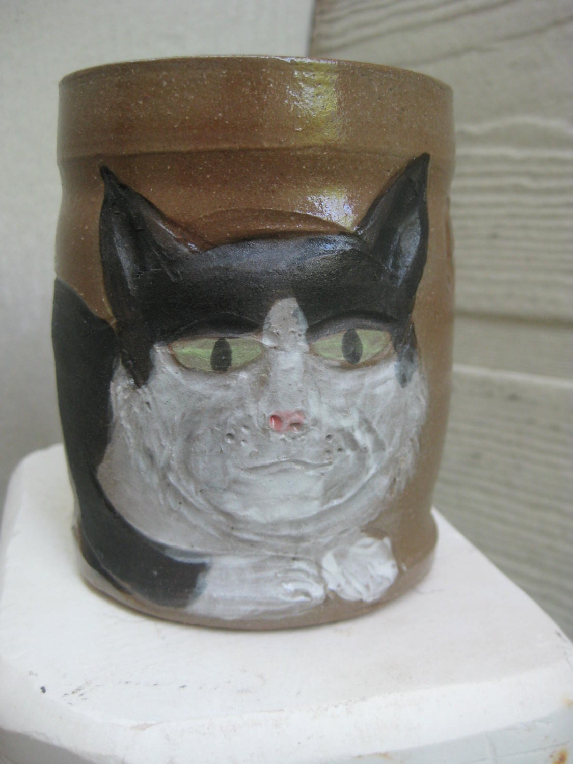handmade sculpted kitten / cat coffee mug