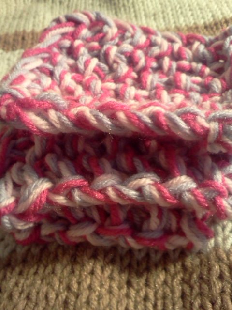 Hand Knit PInk and Purple Thick and Fun Coasters