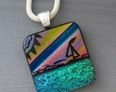 Fused Glass Necklace, Fused Glass Pendant, Dichroic Fused Glass Hand Etched  Pendant,   - Sailing into the Sunset