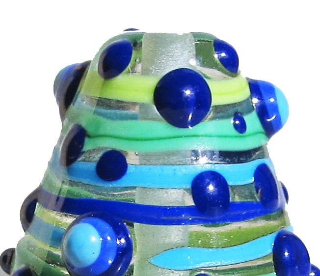 Laguna Spotty Stripey Cone--Handmade Lampwork Glass Bead