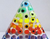 Spotty Dot Rainbow Triangle Focal--Handmade Lampwork Glass Bead