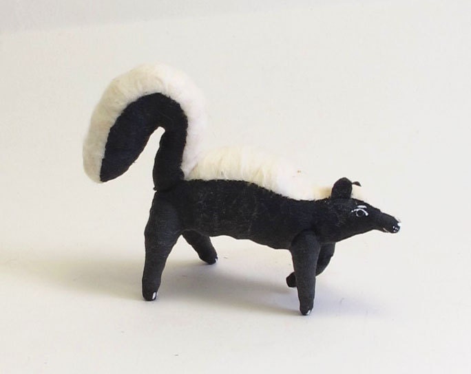 Vintage Inspired Spun Cotton Skunk Ornament/Figure