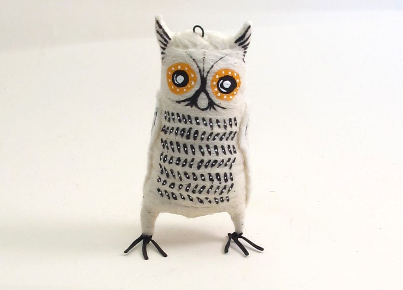 Spun Cotton Vintage Style White Horned Owl OOAK