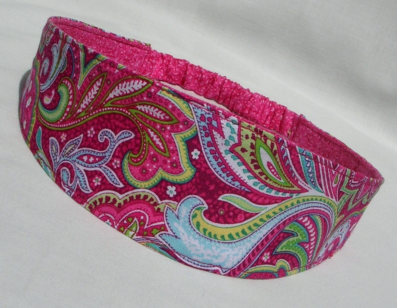 Reversible Fabric Headband Fuchsia paisley revesible hairband women hair band, girl headband