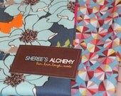 Novella  and Field Study Collections Modern Cotton Fat Quarter FQ Bundle 2 prints Navy Turquoise Pinwheel Floral Birds Quilting Sewing