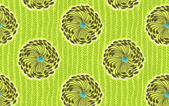 Amy Butler Soul Blossom Lime Brown Floral cotton Fabric by the yard
