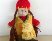 Natural Doll, Toy Set, Gnome Girl, Eco Friendly - Hand Knit by Woolies