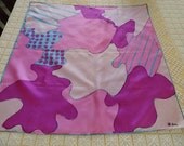 Vintage 60s Vera Neumann Lady Bug Pink Puzzle Design Silk Scarf
