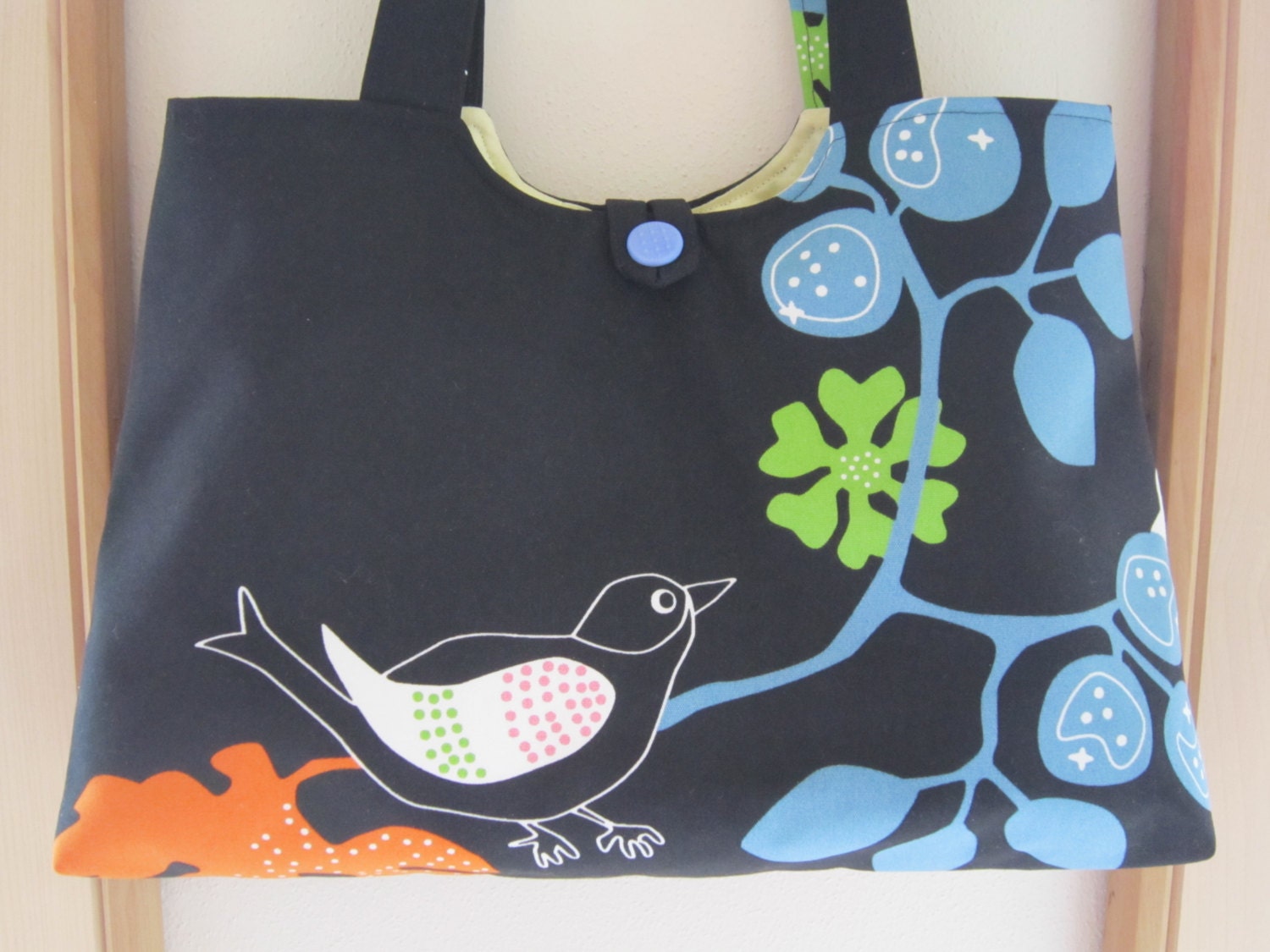 Canvas Birds On a Branch Handbag Purse Ipad Netbook Tote Retro