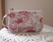 Shabby Clutch Wristlet Zipper Gadget Pouch Purse Chic Bonjour