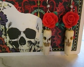 Day of the Dead Skull Rose Earrings