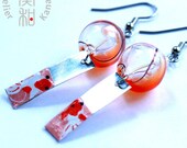 Wind of Summer - Edo Furin Style Wind Chime Earrings with Gold fish Tanzaku