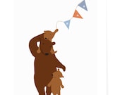 greeting card  bear with 2 cubs dad banner