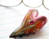 Pink Heart Lampwork glass beads, 'Bella Rosa' ready to wear pendant, focal bead necklace jewelry, gift of love, SRA art glass, tt team, CGGE