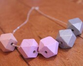 8 pink silver Wooden Bead Necklace statement modern choker chunky gift for her beaded casual dressy vintage inspired bridesmaid gift fun