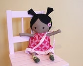 Cloth Rag Doll baby toy  fabric soft dress diaper cute sweet stuffed modern baby shower gift newborn gift ready to ship