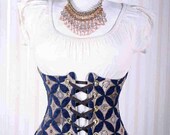 Waist 23 to 25 Blue Circle Diamond Wench Corset