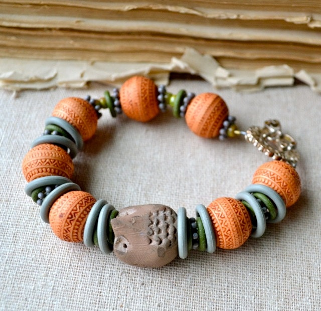 Chunky Owl and Lucite bracelet