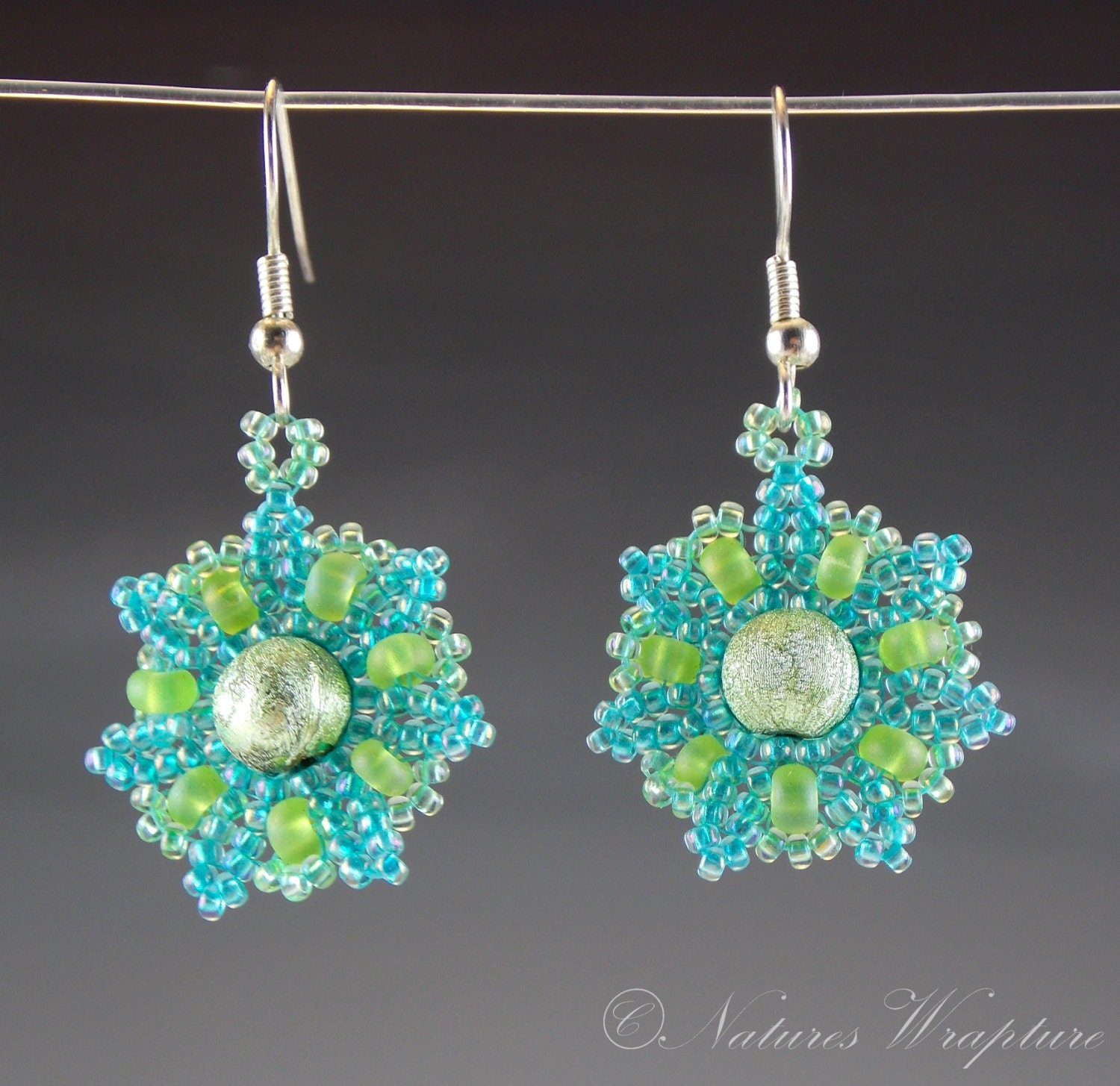 Sunburst Beadwoven Seed Bead Earrings
