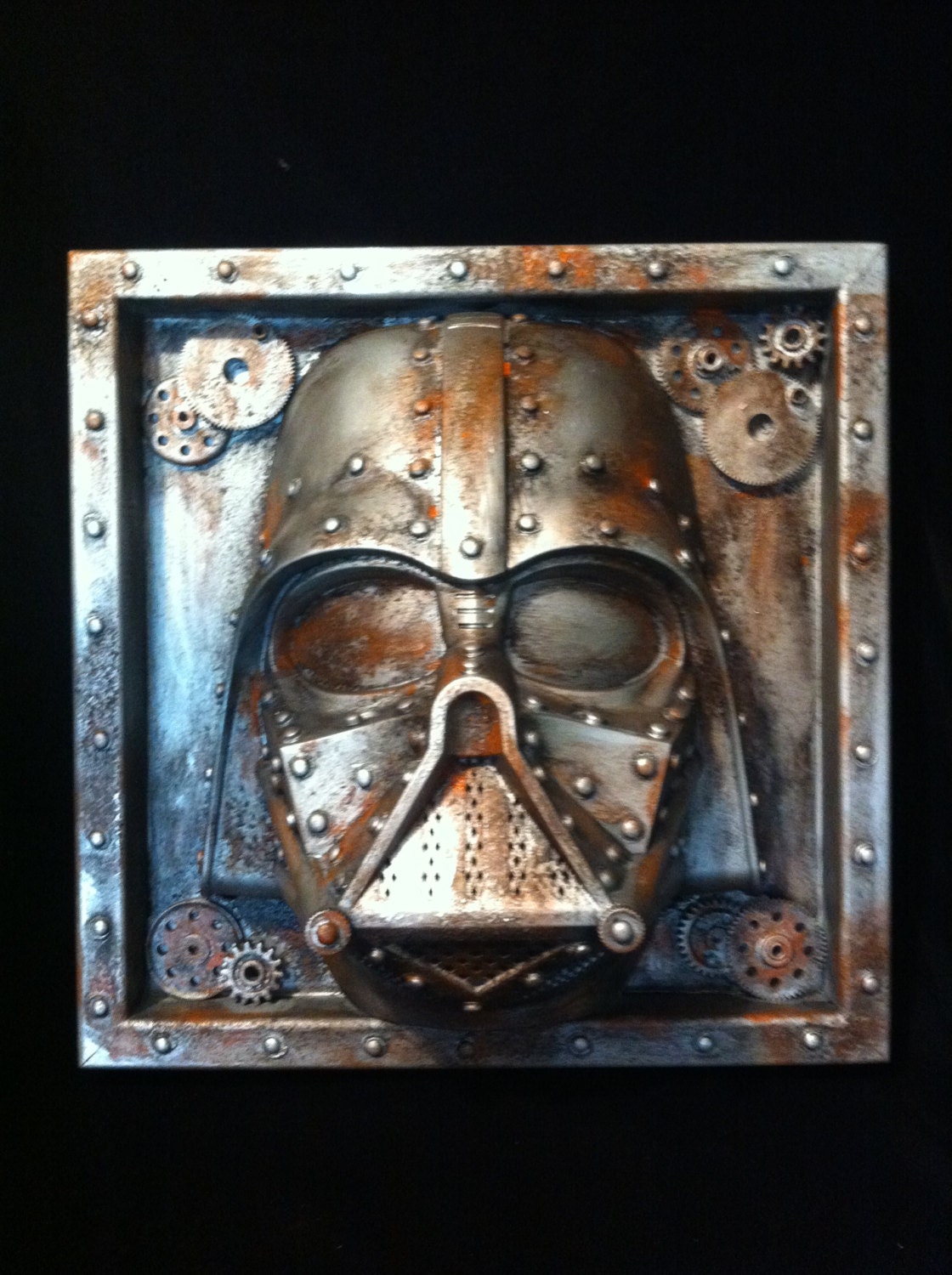 Industrial Steampunk Darth Vader  Rusted Metal  Wall Sculpture Star Wars