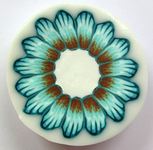 Polymer clay turquoise  flower cane