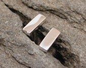 Short Little Bar Studs Silver 5mm x 2mm Small Plain Flat Earrings Sterling Silver by SARANTOS