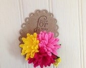 Wool Felt Flower Hair Clip - Fun Summer Clippie - Razzle Dazzle Daisies