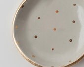 Gray and Gold Dot Dish