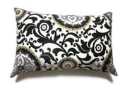 One Black White Gray Taupe Lumbar Pillow Cover Decorative Suzani Toss Throw Accent Cover 12x18 inch
