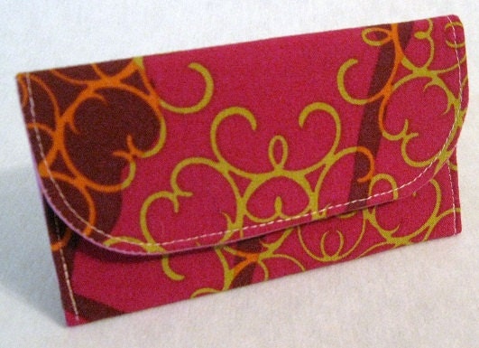 Hot pink mini wallet card pouch upcycled