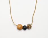 Graskop Necklace Handmade Ceramic, Wood and Brass Bead and Fiber Necklace