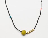 Bukasa Necklace Handmade Ceramic and Brass Bead Textile Necklace