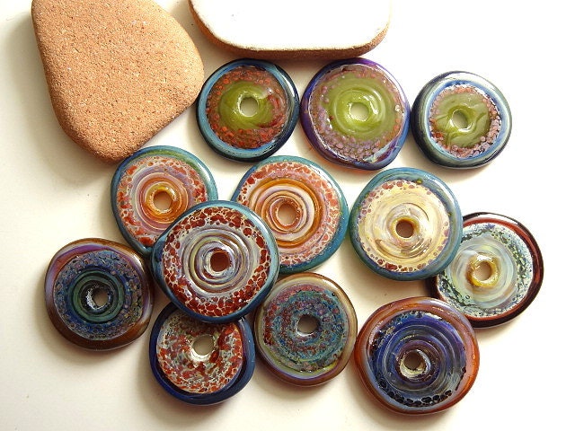 Lampwork Borosilicate Beads FANCY DISCS I Two Sisters Designs